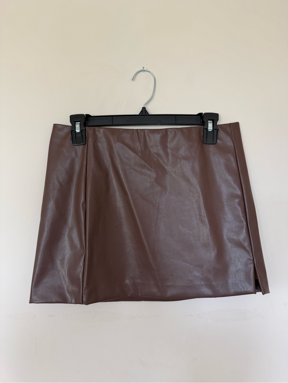 Divided Faux Leather Mini Skirt in Brown